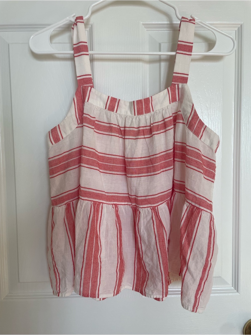 LOFT Red & White Striped Tank Top